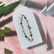 Green and White Hearts Bracelet