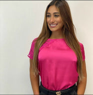 Magenta Satin Blouse
