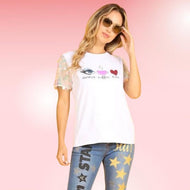 White Graphic Top