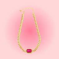 Fuchsia Rhinestone Gold Necklace