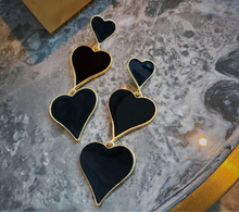 Load image into Gallery viewer, Black Heart Earring
