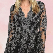 Load image into Gallery viewer, Black Gold Lace Dress
