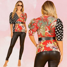 Load image into Gallery viewer, Polka &amp; Floral Blouse
