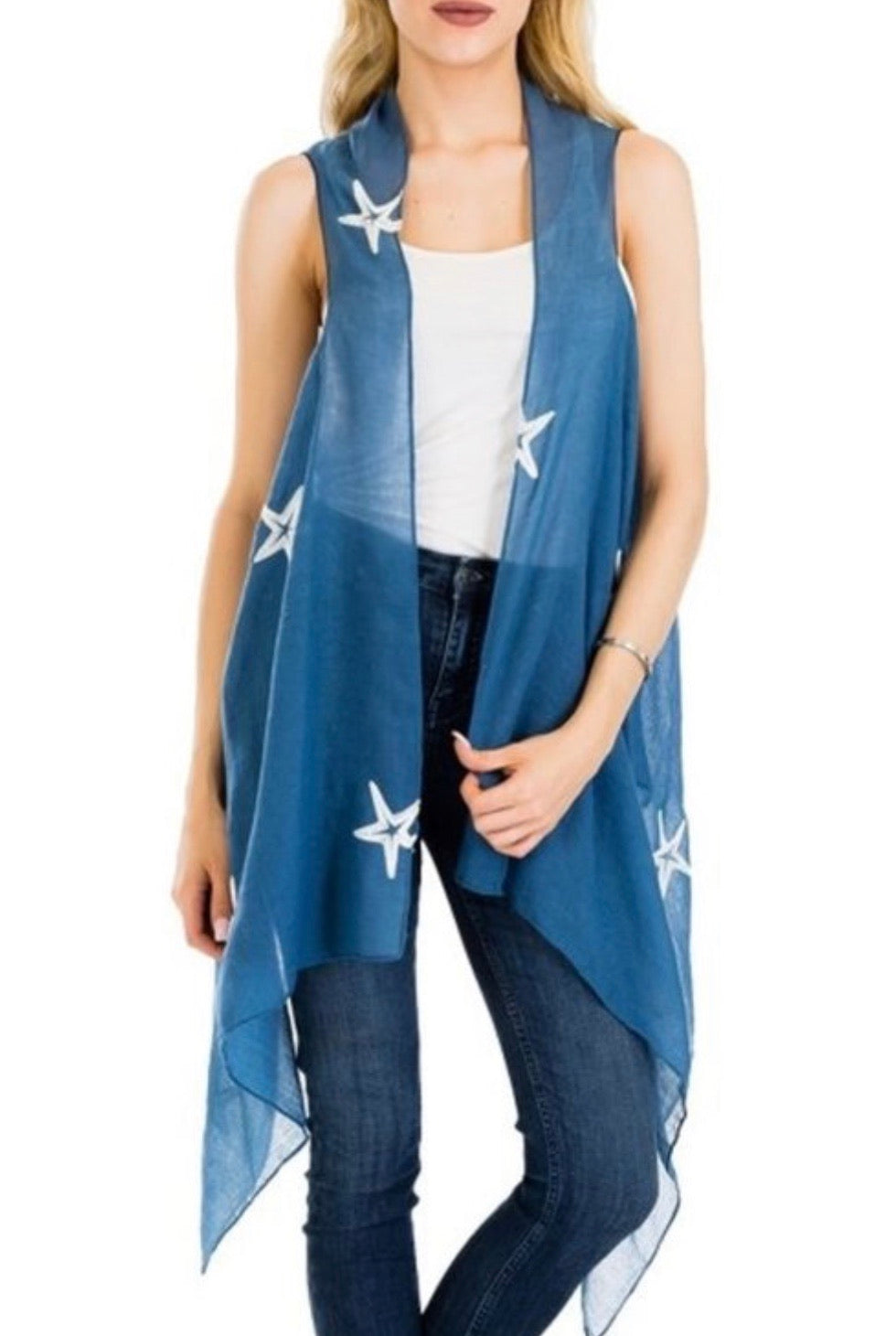Navy blue vest cover up