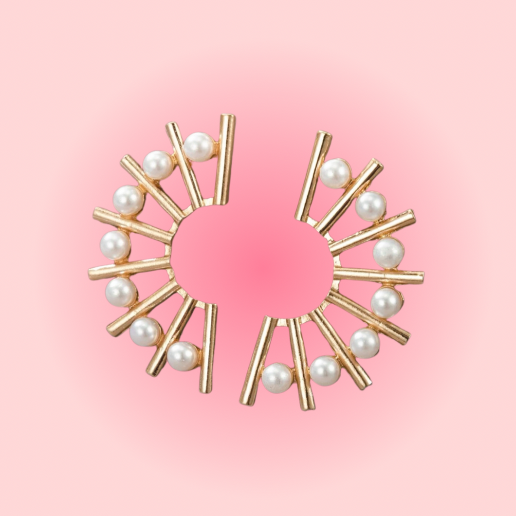 Gold/Pearl Semi Circle Earrings