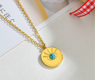 Eye Aqua Gold Necklace