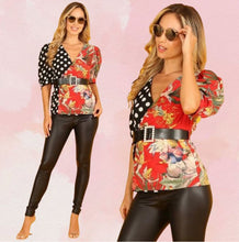 Load image into Gallery viewer, Polka &amp; Floral Blouse
