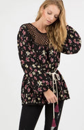 Black Floral Lace Blouse